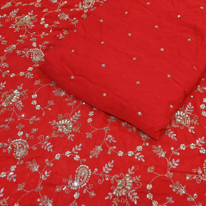 Premium Dyed Viscose Georgette Zari, Sequins & Moti Embroidery Fabric – Luxury Designer Fabric| V20938-1