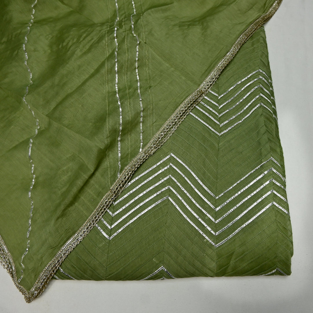 Pure Silk Chanderi Gota Patti Printex Unstitched Suit Set