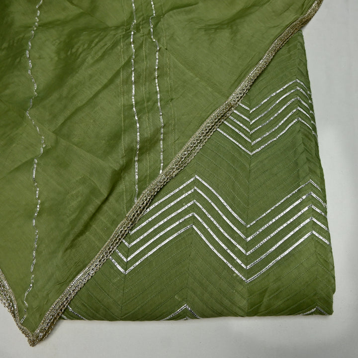 Pure Silk Chanderi Gota Patti Printex Unstitched Suit Set
