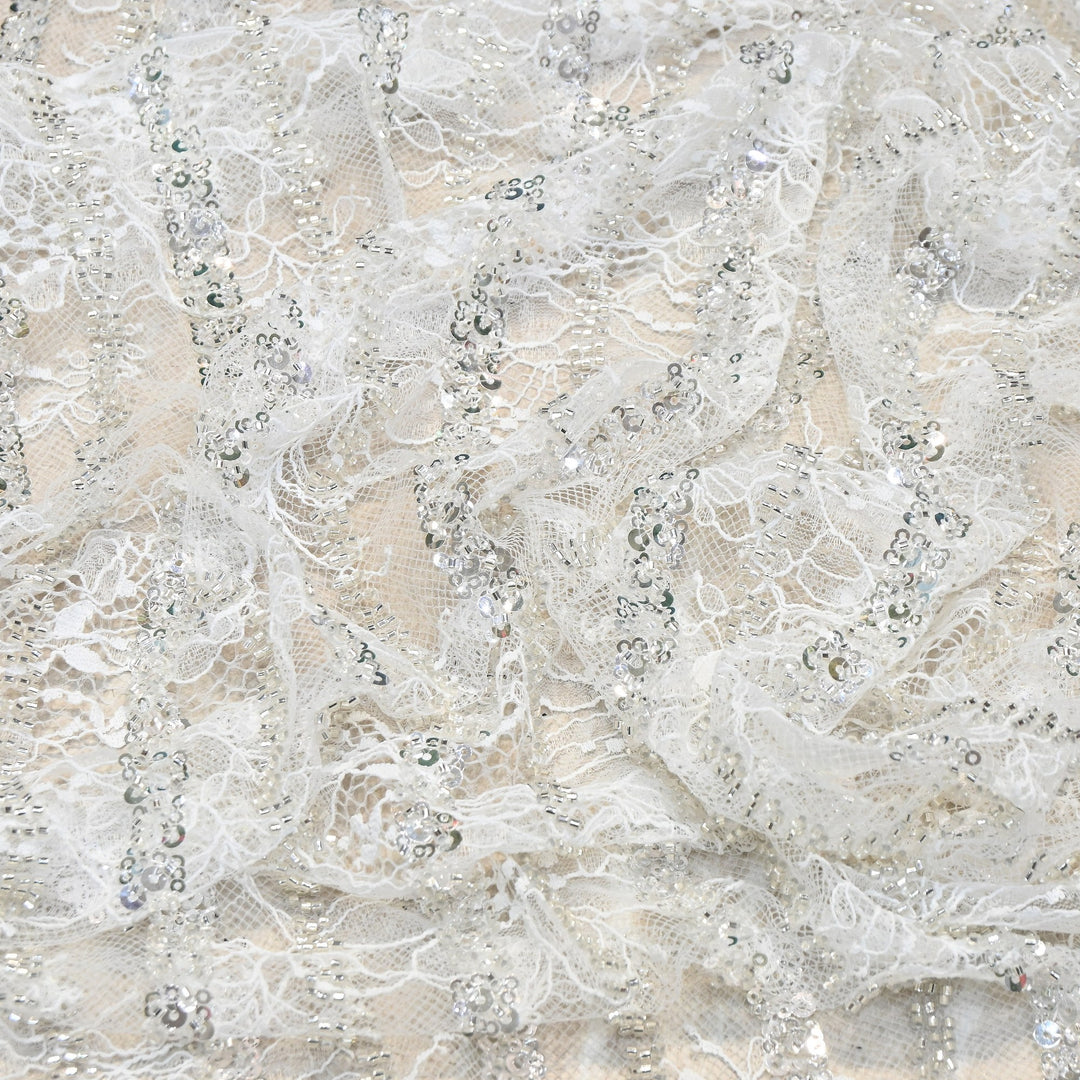 Imported Chantle Lace Cut Dana with Sequins & Heavy Embroidery Net Fabric 60" | D88351-02