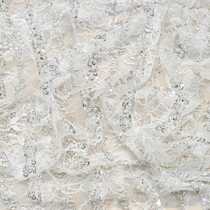 Imported Chantle Lace Cut Dana with Sequins & Heavy Embroidery Net Fabric 60" | D88351-02