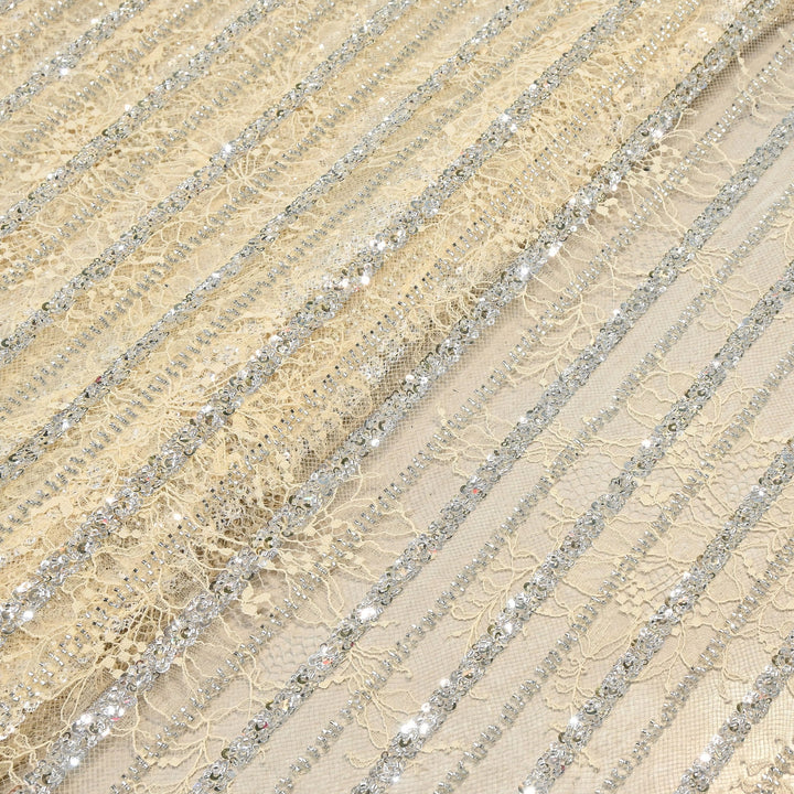 Imported Chantle Lace Cut Dana with Sequins & Heavy Embroidery Net Fabric 60" | D88351-01