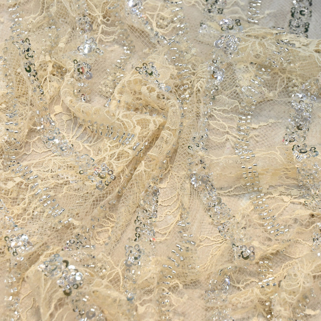 Imported Chantle Lace Cut Dana with Sequins & Heavy Embroidery Net Fabric 60" | D88351-01