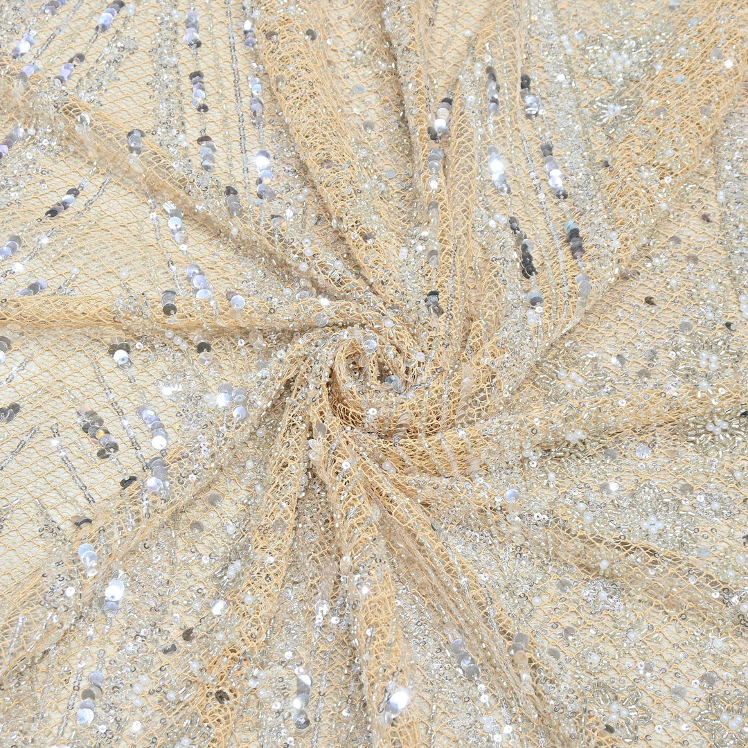Imported Sequins & Beads Lace Embroidery Fabric 60" | JH24574-01