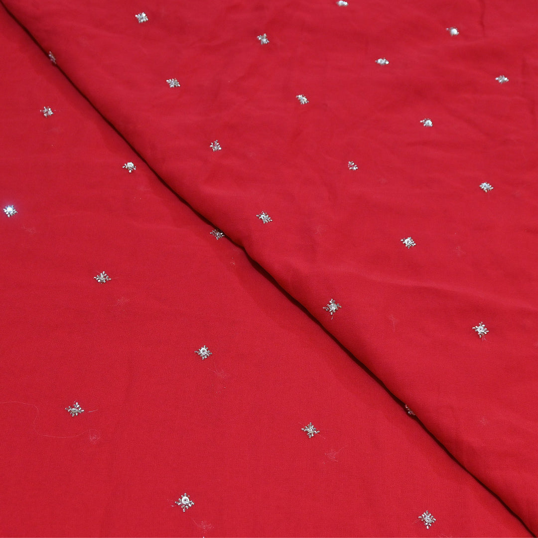 Premium Dyed Viscose Georgette Moti  & Sequins Embroidery Fabric – Luxury Designer Fabric| V20943-1