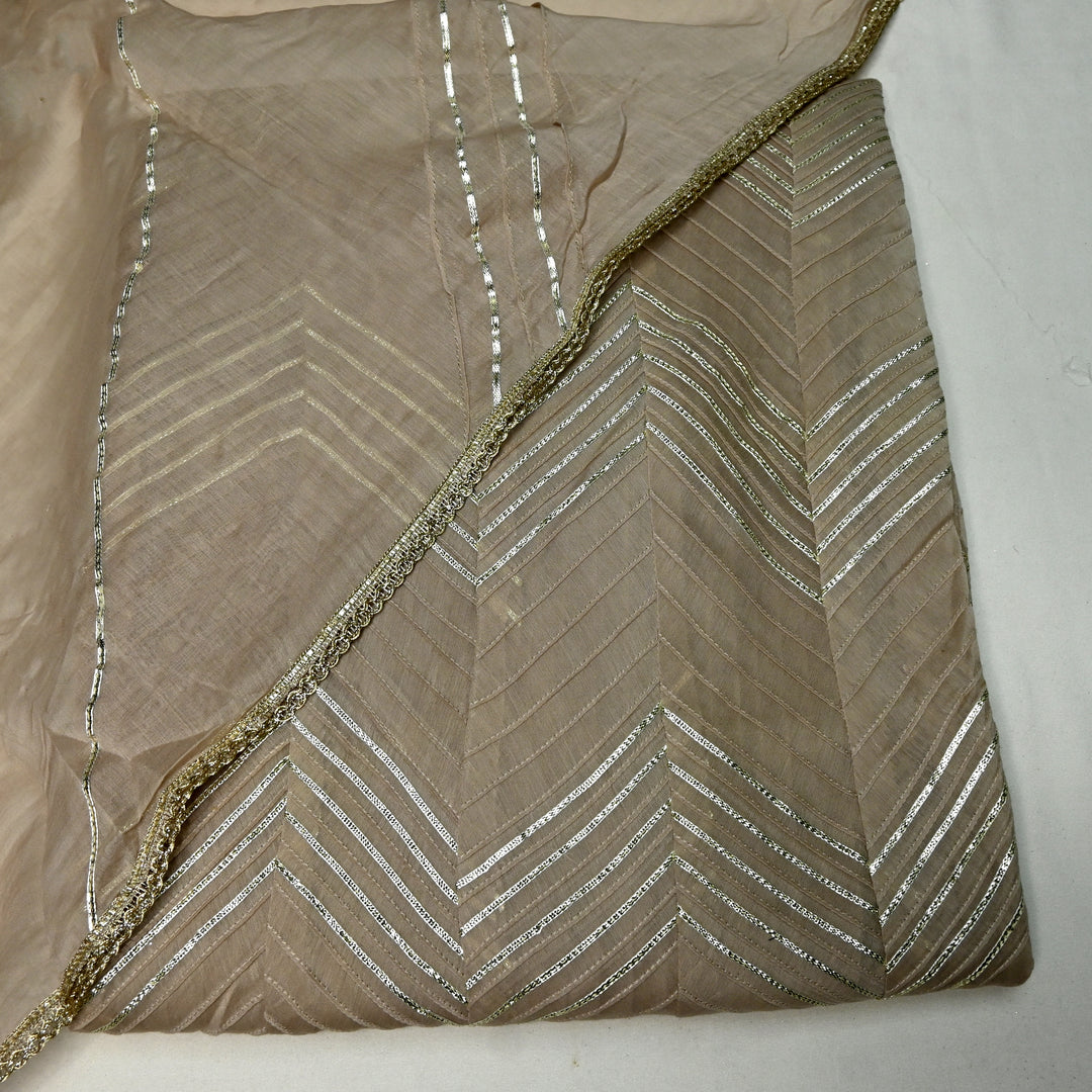 Pure Silk Chanderi Gota Patti Printex Unstitched Suit Set