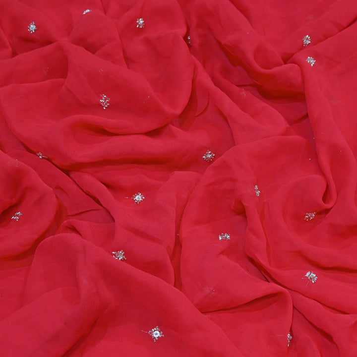 Premium Dyed Viscose Georgette Moti  & Sequins Embroidery Fabric – Luxury Designer Fabric| V20943-1