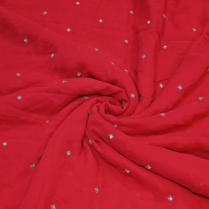 Premium Dyed Viscose Georgette Moti  & Sequins Embroidery Fabric – Luxury Designer Fabric| V20943-1