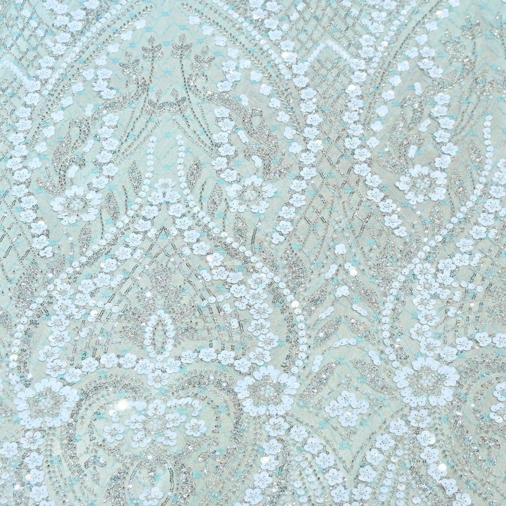 Premium Imported Heavy Sequins & Beaded Embroidery Work Net Fabric 60" | AF6811-01