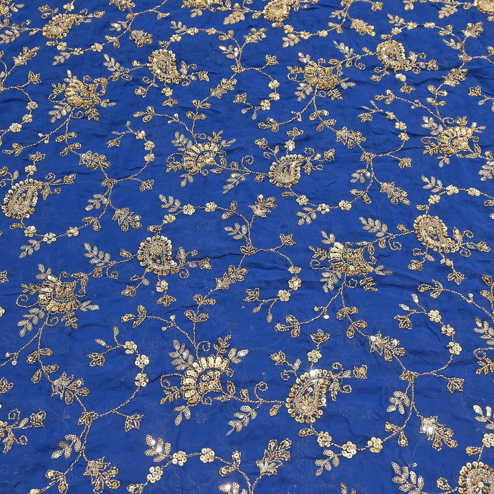 Premium Dyed Viscose Georgette Zari, Sequins & Moti Embroidery Fabric – Luxury Designer Fabric| V20938-2