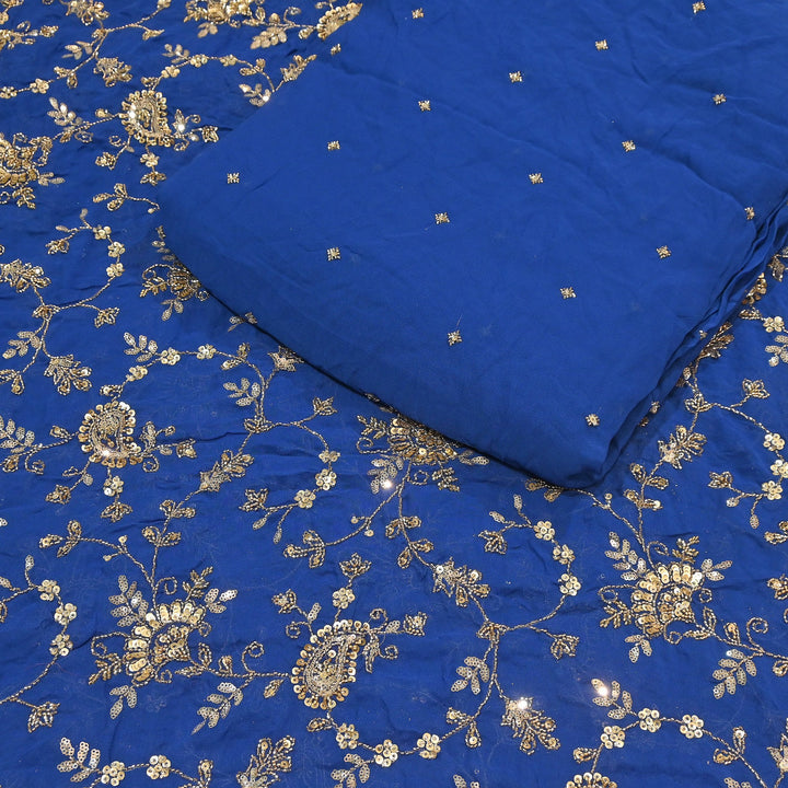 Premium Dyed Viscose Georgette Zari, Sequins & Moti Embroidery Fabric – Luxury Designer Fabric| V20938-2