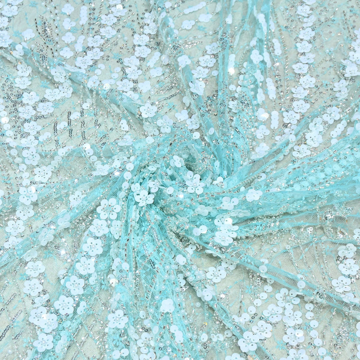Premium Imported Heavy Sequins & Beaded Embroidery Work Net Fabric 60" | AF6811-01