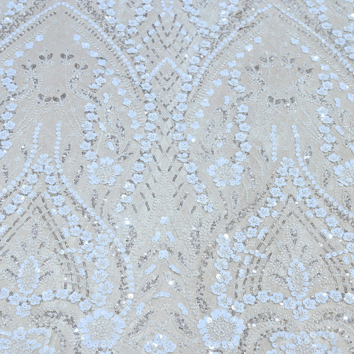 Premium Imported Heavy Sequins & Beaded Embroidery Work Net Fabric 60" | AF6811-02