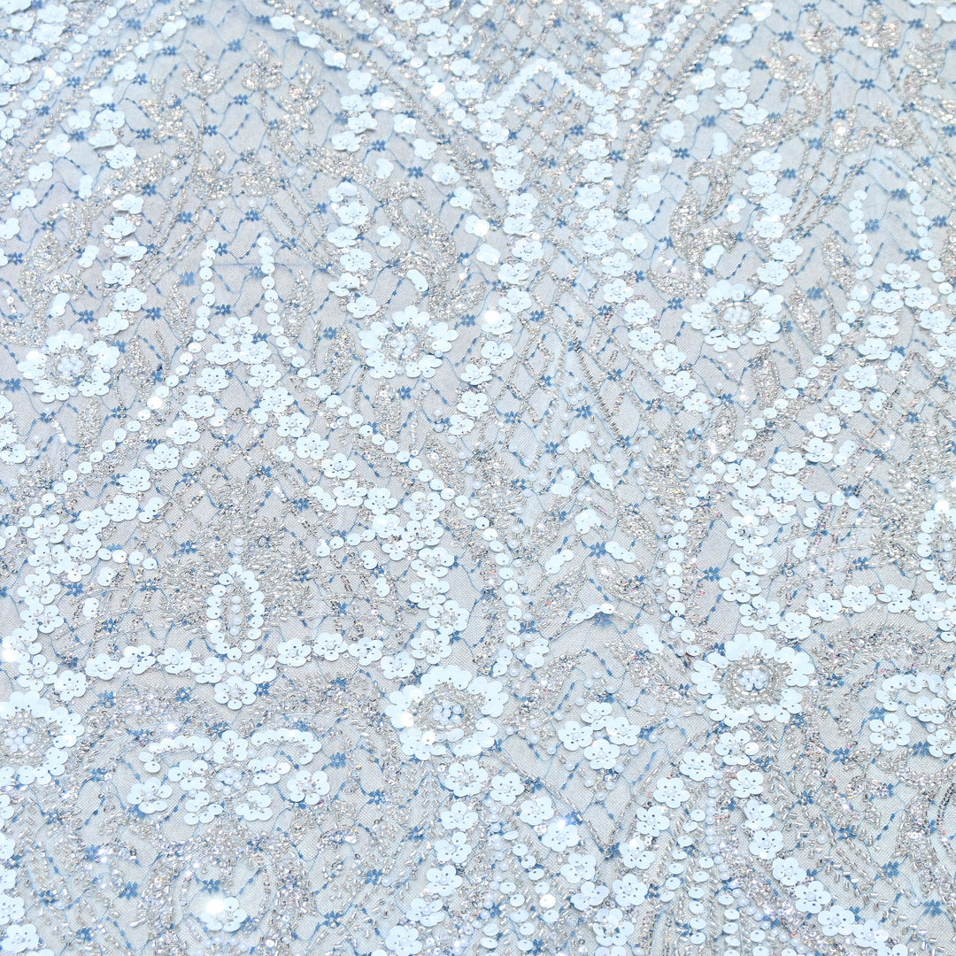 Premium Imported Heavy Sequins & Beaded Embroidery Work Net Fabric 60" | AF6811-03