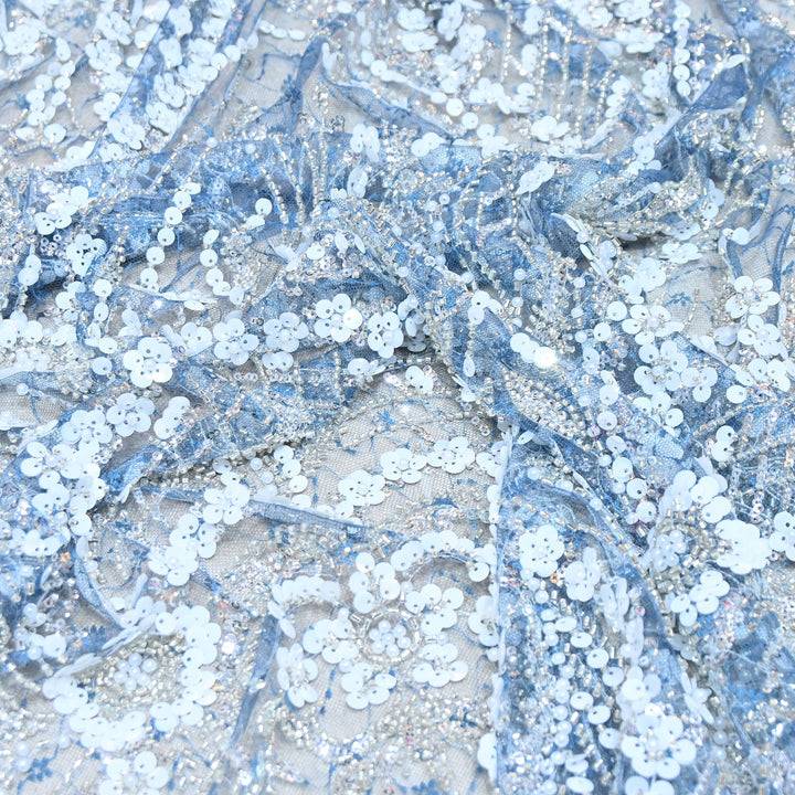 Premium Imported Heavy Sequins & Beaded Embroidery Work Net Fabric 60" | AF6811-03