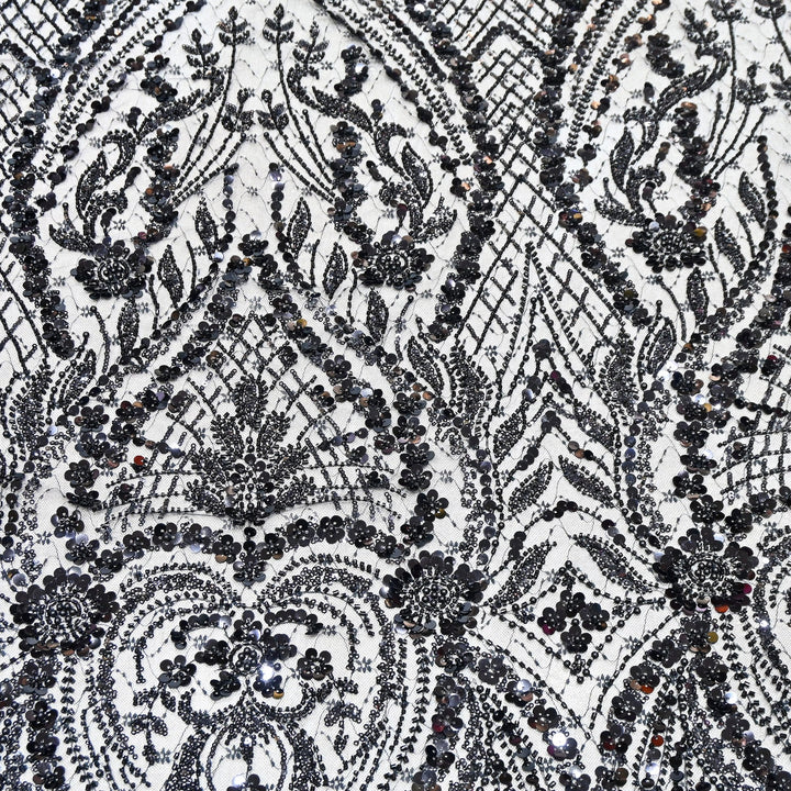 Premium Imported Heavy Sequins & Beaded Embroidery Work Net Fabric 60" | AF6811-04