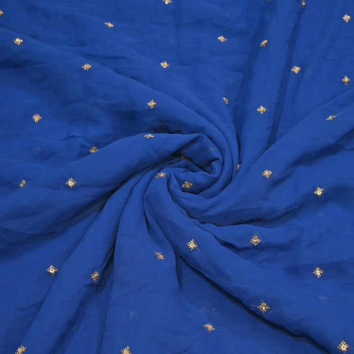 Premium Dyed Viscose Georgette Moti  & Sequins Embroidery Fabric – Luxury Designer Fabric| V20943-2