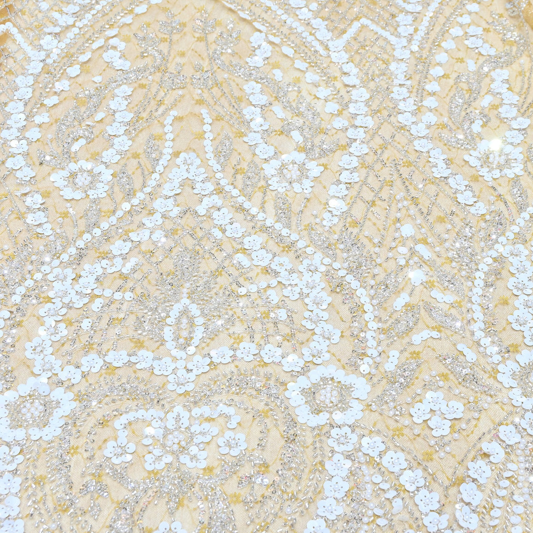 Premium Imported Heavy Sequins & Beaded Embroidery Work Net Fabric 60" | AF6811-05