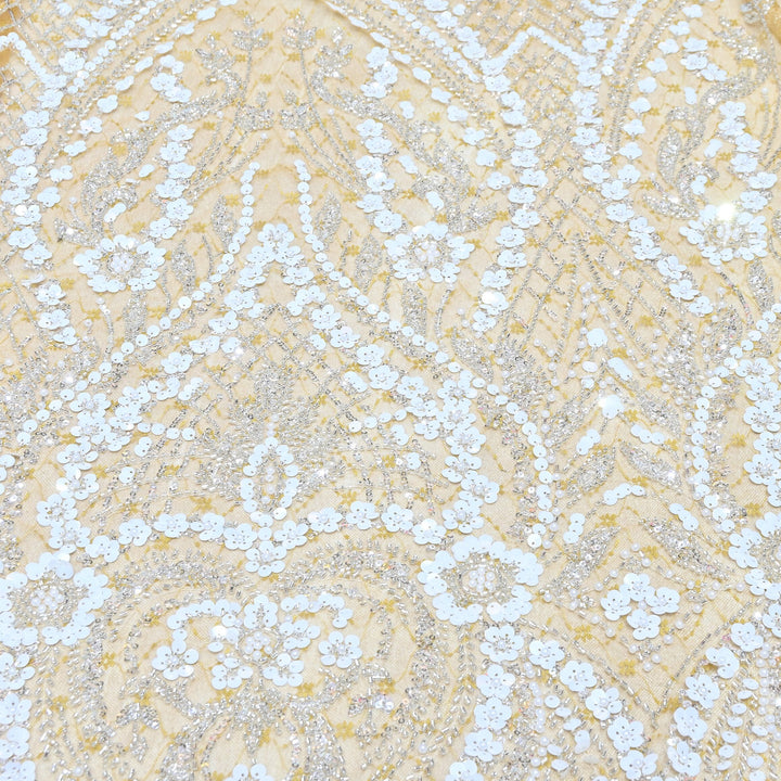 Premium Imported Heavy Sequins & Beaded Embroidery Work Net Fabric 60" | AF6811-05