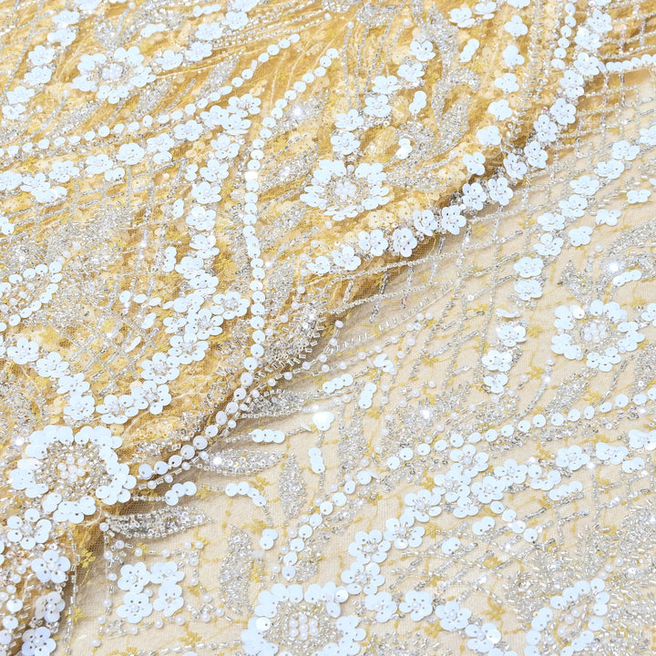 Premium Imported Heavy Sequins & Beaded Embroidery Work Net Fabric 60" | AF6811-05