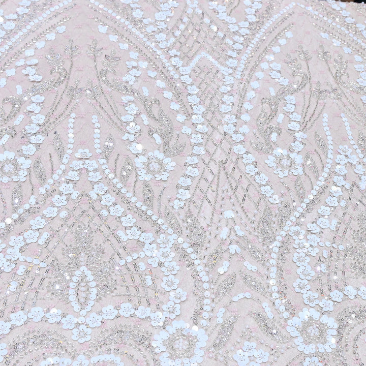 Premium Imported Heavy Sequins & Beaded Embroidery Work Net Fabric 60" | AF6811-06