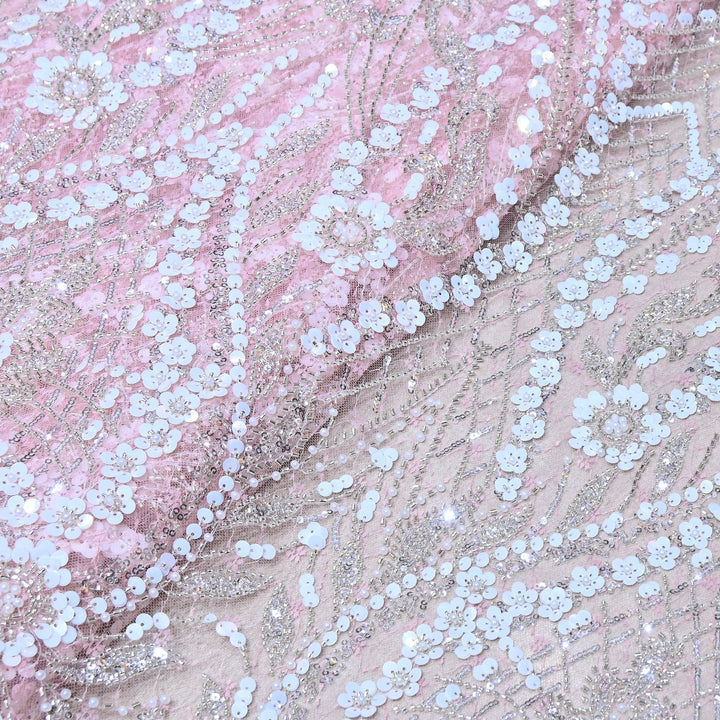 Premium Imported Heavy Sequins & Beaded Embroidery Work Net Fabric 60" | AF6811-06