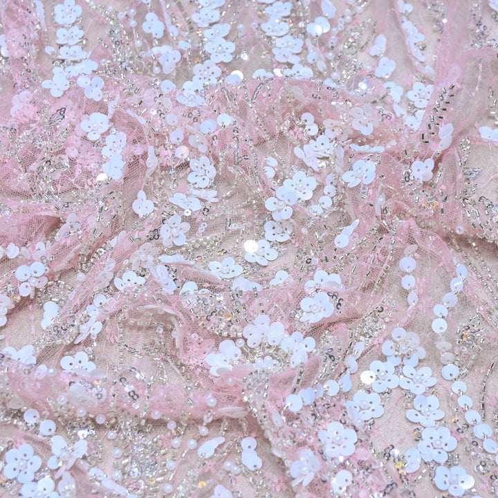 Premium Imported Heavy Sequins & Beaded Embroidery Work Net Fabric 60" | AF6811-06