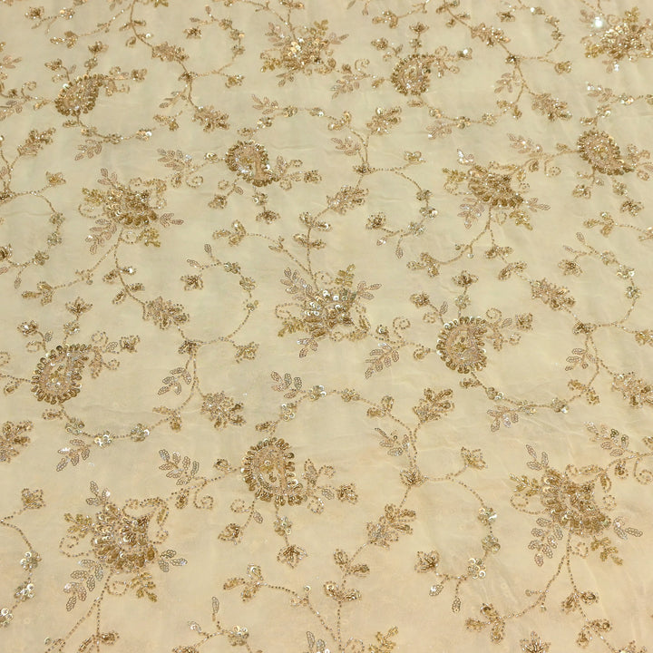 Premium Dyed Viscose Georgette Zari, Sequins & Moti Embroidery Fabric – Luxury Designer Fabric| V20938-3