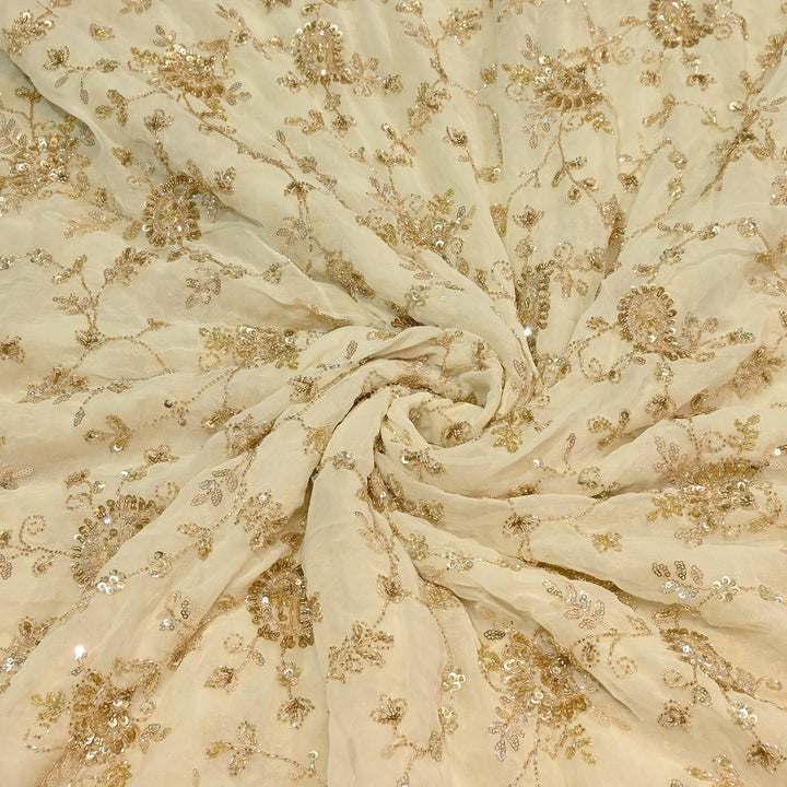 Premium Dyed Viscose Georgette Zari, Sequins & Moti Embroidery Fabric – Luxury Designer Fabric| V20938-3