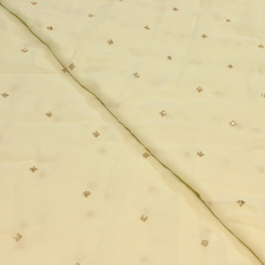 Premium Dyed Viscose Georgette Moti  & Sequins Embroidery Fabric – Luxury Designer Fabric| V20943-3