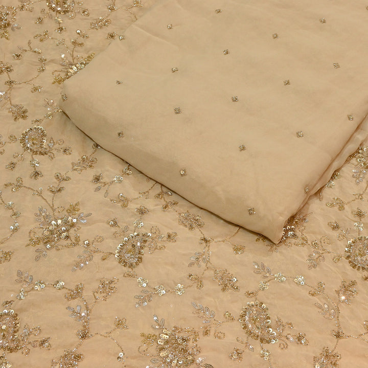 Premium Dyed Viscose Georgette Zari, Sequins & Moti Embroidery Fabric – Luxury Designer Fabric| V20938-4