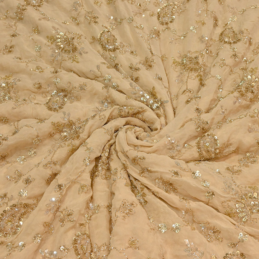Premium Dyed Viscose Georgette Zari, Sequins & Moti Embroidery Fabric – Luxury Designer Fabric| V20938-4