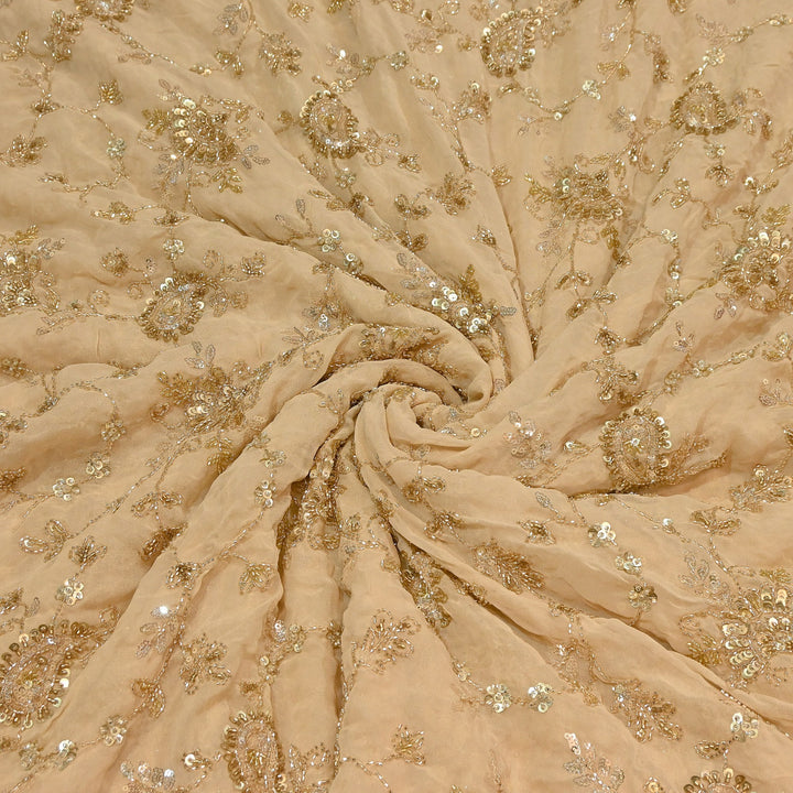 Premium Dyed Viscose Georgette Zari, Sequins & Moti Embroidery Fabric – Luxury Designer Fabric| V20938-4