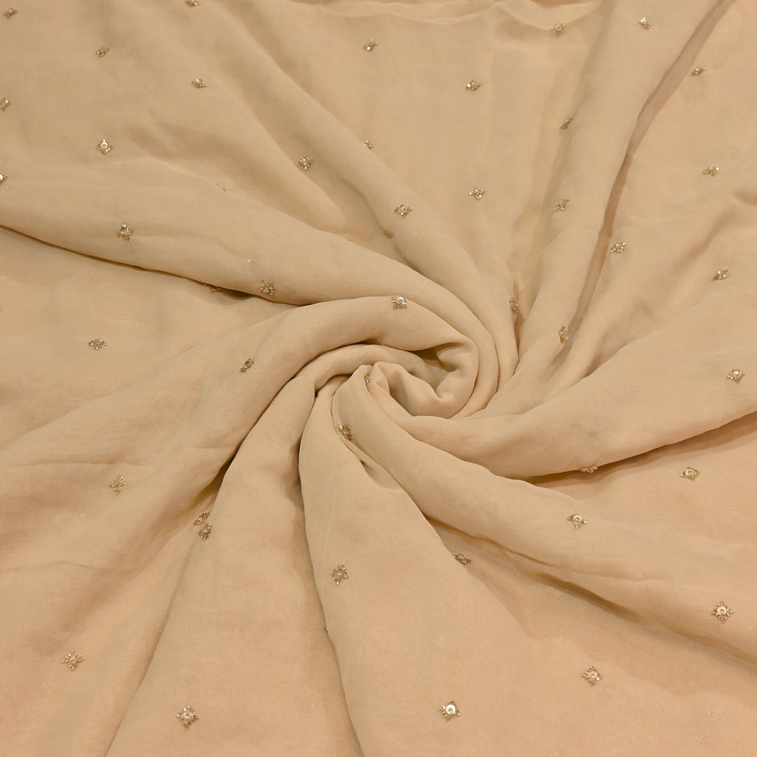 Premium Dyed Viscose Georgette Moti  & Sequins Embroidery Fabric – Luxury Designer Fabric| V20943-4