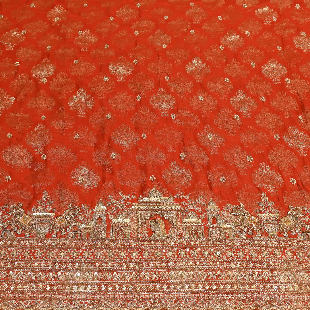 Premium Banarasi Jacquard Zari & Moti Embroidery Fabric – Luxury Designer Banarasi Fabric | VI3647C-1