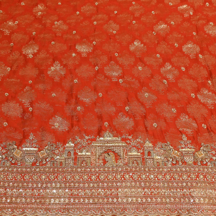 Premium Banarasi Jacquard Zari & Moti Embroidery Fabric – Luxury Designer Banarasi Fabric | VI3647C-1