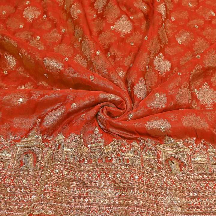Premium Banarasi Jacquard Zari & Moti Embroidery Fabric – Luxury Designer Banarasi Fabric | VI3647C-1