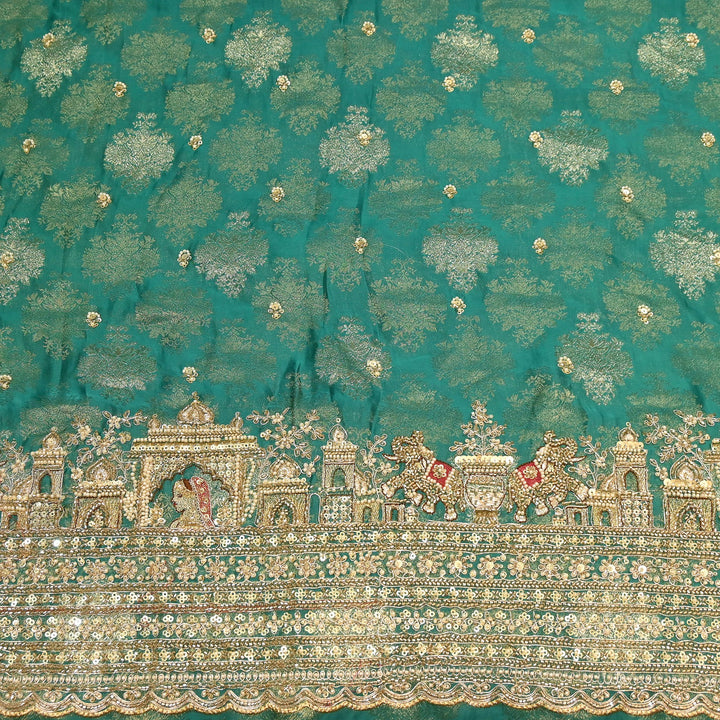 Premium Banarasi Jacquard Zari & Moti Embroidery Fabric – Luxury Designer Banarasi Fabric | VI3647C-2