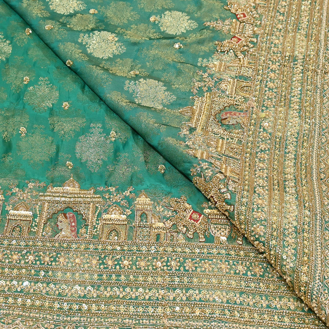 Premium Banarasi Jacquard Zari & Moti Embroidery Fabric – Luxury Designer Banarasi Fabric | VI3647C-2