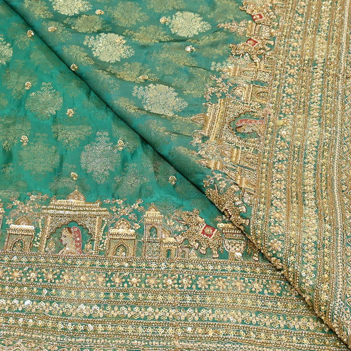 Premium Banarasi Jacquard Zari & Moti Embroidery Fabric – Luxury Designer Banarasi Fabric | VI3647C-2