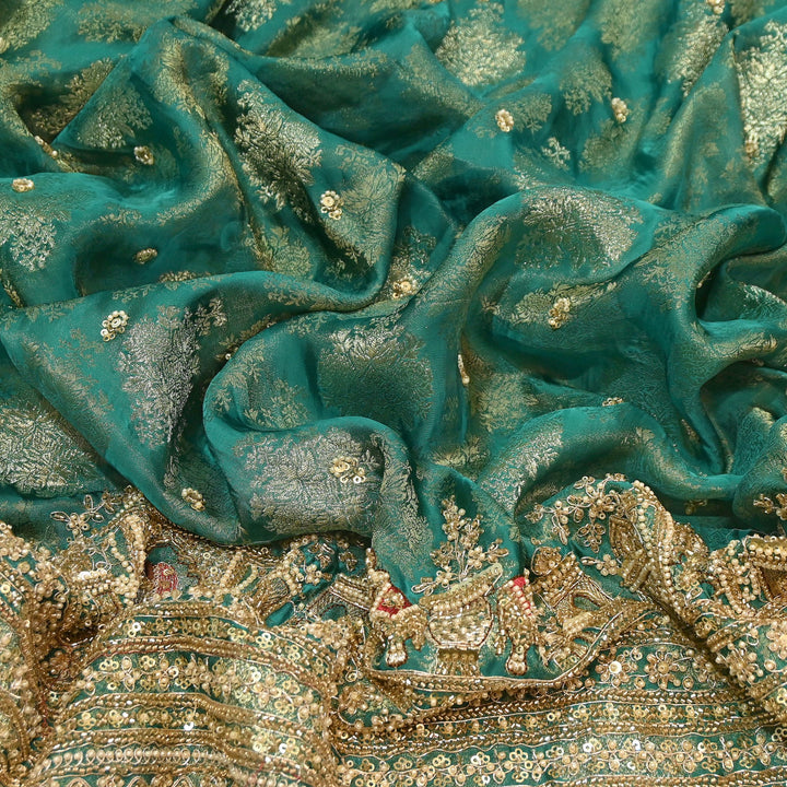 Premium Banarasi Jacquard Zari & Moti Embroidery Fabric – Luxury Designer Banarasi Fabric | VI3647C-2