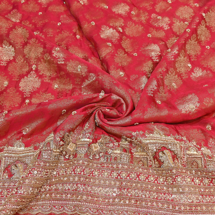 Premium Banarasi Jacquard Zari & Moti Embroidery Fabric – Luxury Designer Banarasi Fabric | VI3647C-3