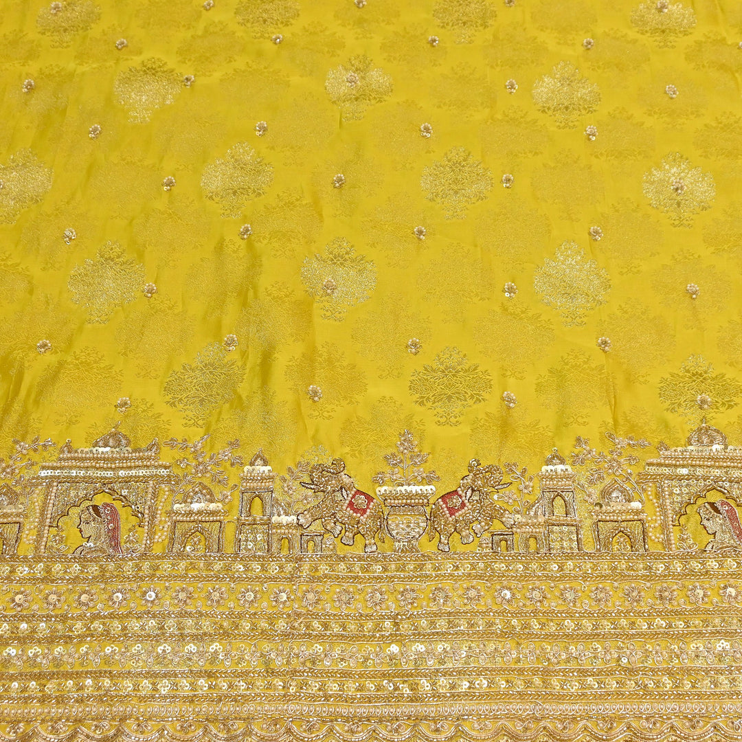Premium Banarasi Jacquard Zari & Moti Embroidery Fabric – Luxury Designer Banarasi Fabric | VI3647C-4