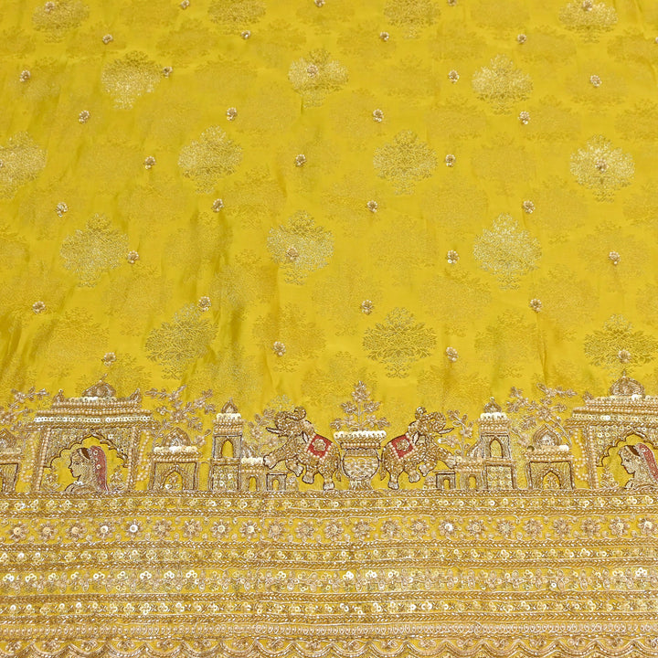 Premium Banarasi Jacquard Zari & Moti Embroidery Fabric – Luxury Designer Banarasi Fabric | VI3647C-4