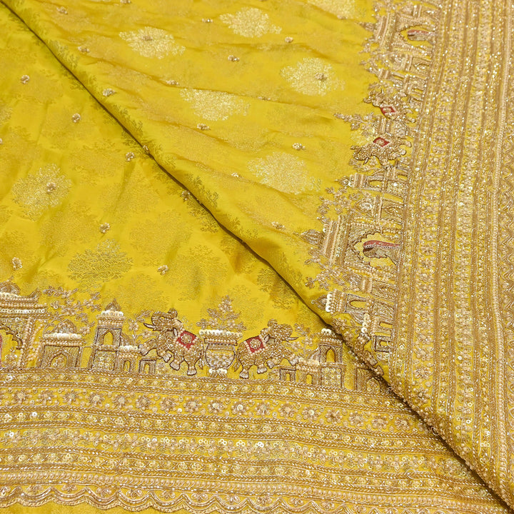 Premium Banarasi Jacquard Zari & Moti Embroidery Fabric – Luxury Designer Banarasi Fabric | VI3647C-4