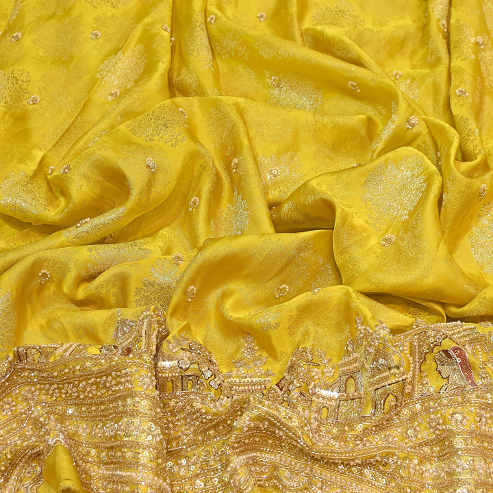 Premium Banarasi Jacquard Zari & Moti Embroidery Fabric – Luxury Designer Banarasi Fabric | VI3647C-4