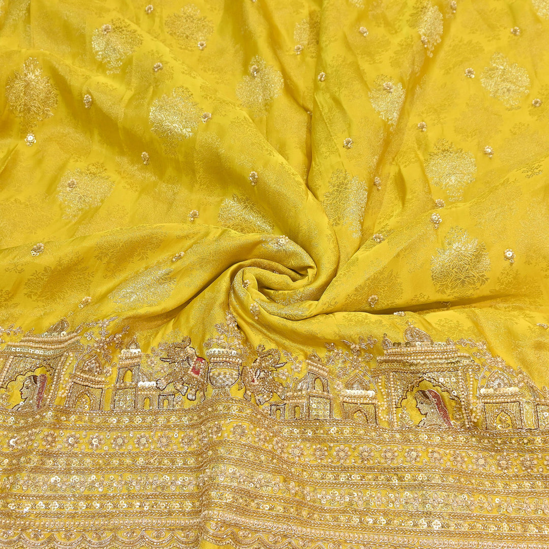 Premium Banarasi Jacquard Zari & Moti Embroidery Fabric – Luxury Designer Banarasi Fabric | VI3647C-4
