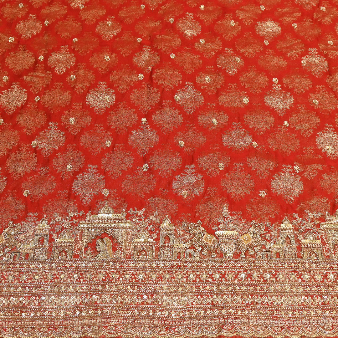 Premium Banarasi Jacquard Zari & Moti Embroidery Fabric – Luxury Designer Banarasi Fabric | VI3647C-5