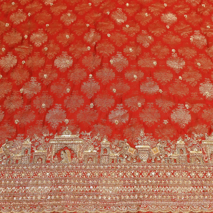 Premium Banarasi Jacquard Zari & Moti Embroidery Fabric – Luxury Designer Banarasi Fabric | VI3647C-5