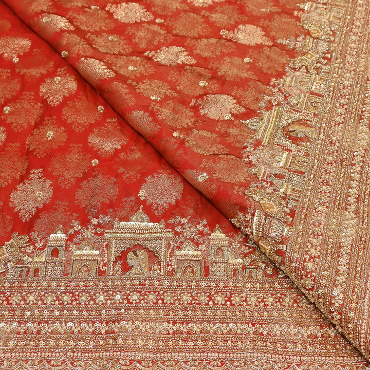 Premium Banarasi Jacquard Zari & Moti Embroidery Fabric – Luxury Designer Banarasi Fabric | VI3647C-5